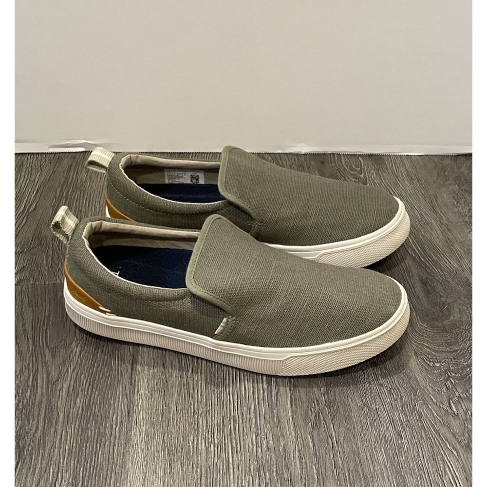 Toms Slip On Travel Lite Shoes Men's Size 8 Canvas Green‎ Sneakers Lightweight
